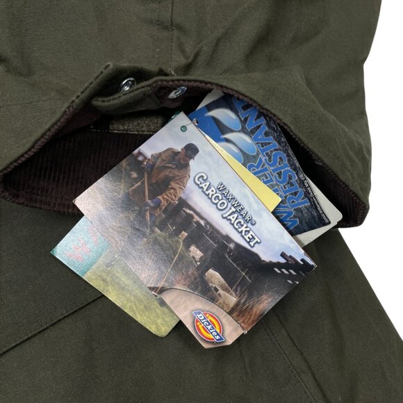 Dickies Green Waxed Cotton Flannel Lined Winter Waterproof Jacket Men's 3XL NEW - Picture 6 of 11